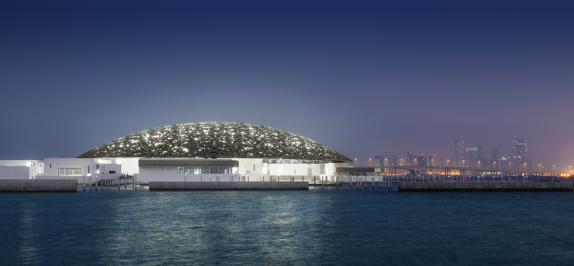 The Louvre Abu Dhabi was designed by Pritzker Prize-winning French architect Jean Nouvel in the shape of a museum city (Arab medina) under a vast silvery dome