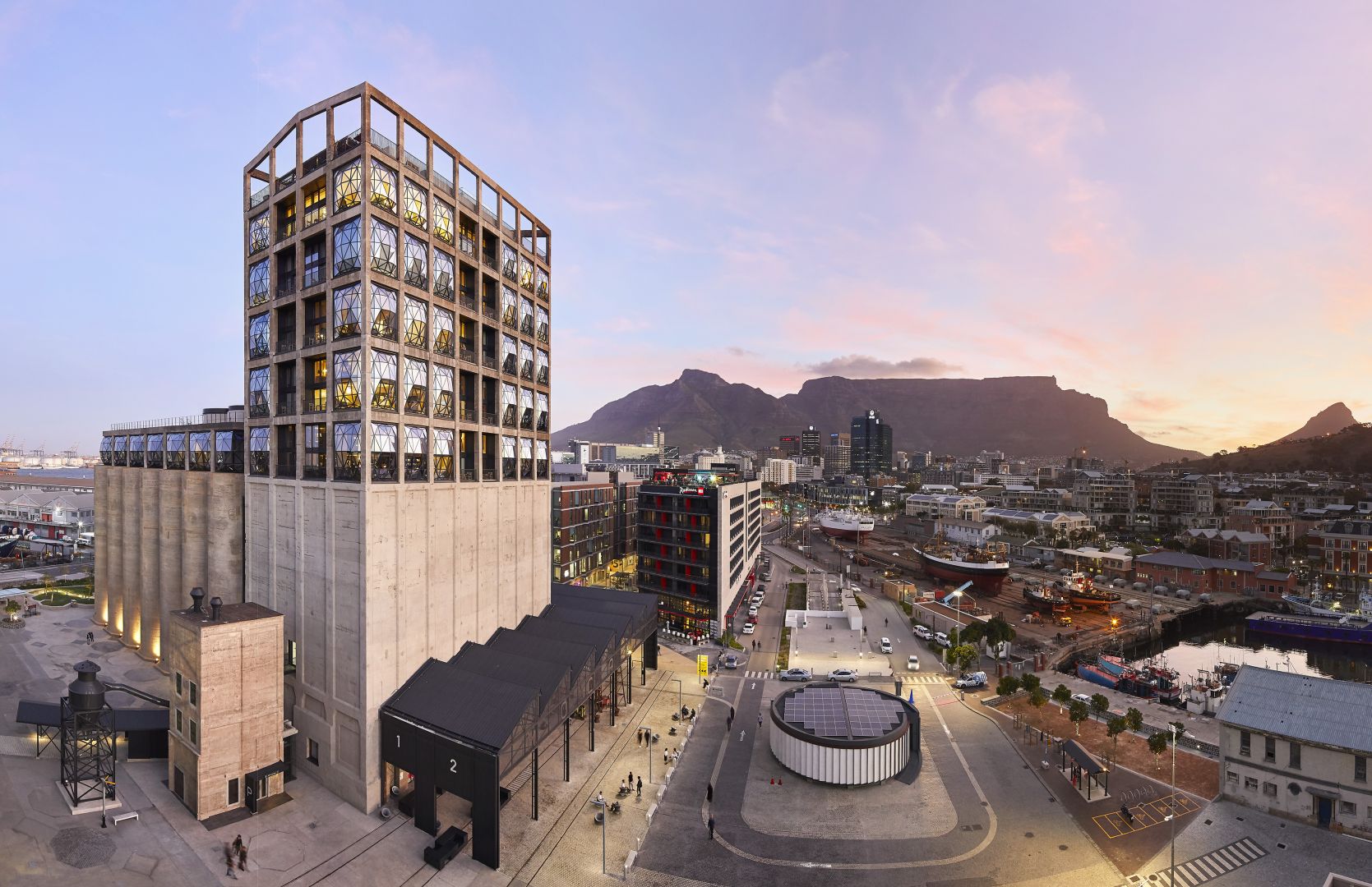 Zeitz Mocaa with Table Mountain in the distance.