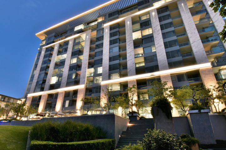 The outside view of the luxurious Embassy Towers in Sandton.