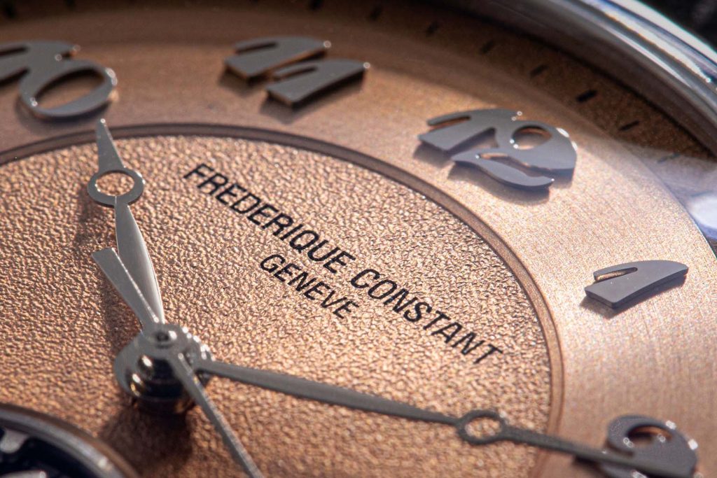 Frederique Constant × Revolution Slimline Monolithic FP(S) Breguet numerals in detail