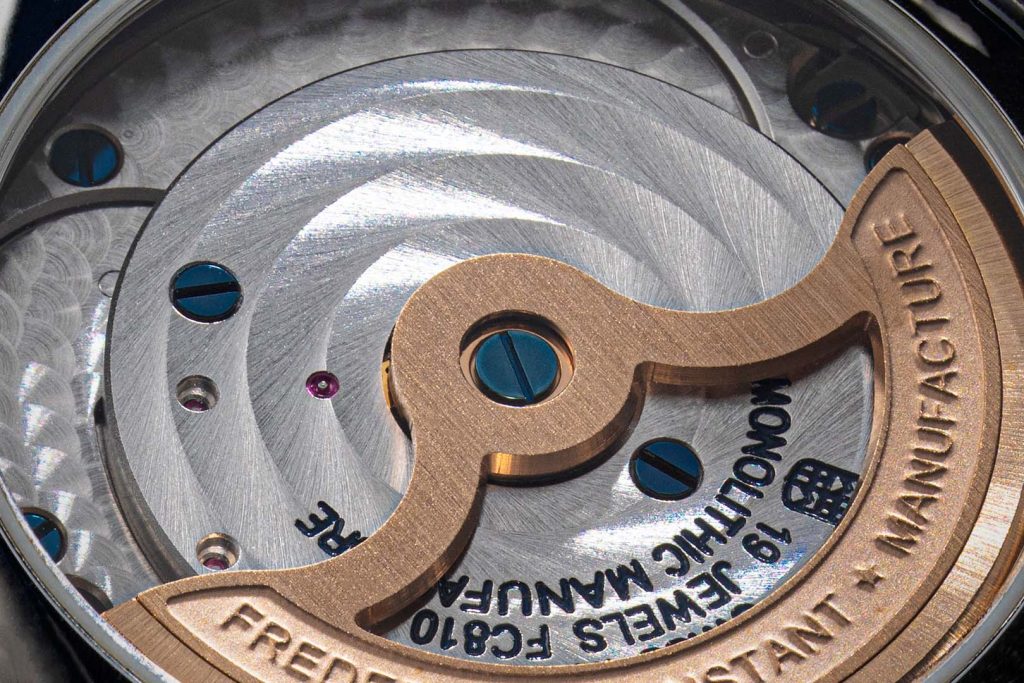 Frederique Constant × Revolution Slimline Monolithic FP(S) rear case in detail