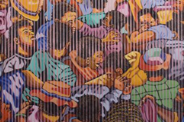 Eviction (2018) by Tafadzwa Tega Oil paint on canvas 1400 x 1600 mm Nando’s UK collection