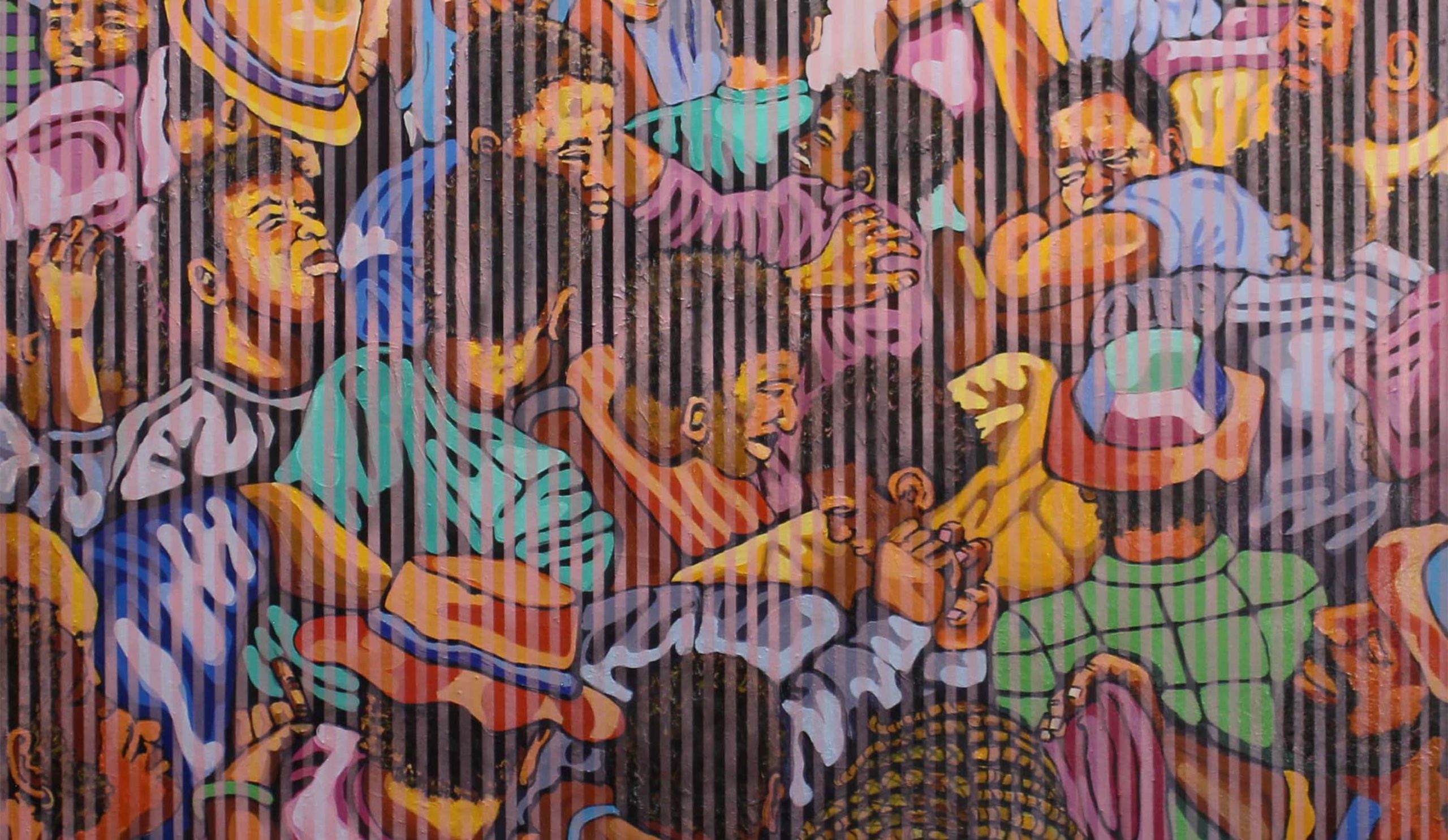 Eviction (2018) by Tafadzwa Tega Oil paint on canvas 1400 x 1600 mm Nando’s UK collection
